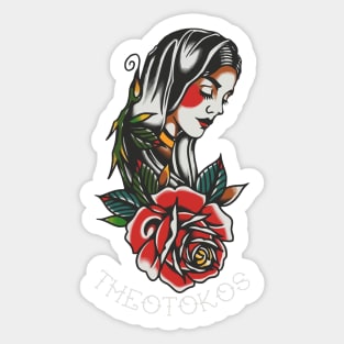 Theotokos American Traditional Tattoo Flash Virgin Mary Sticker